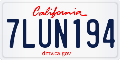 CA license plate 7LUN194