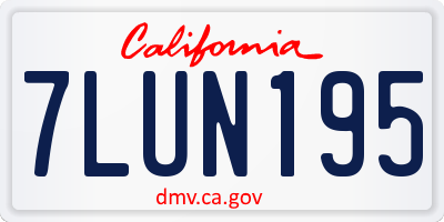 CA license plate 7LUN195