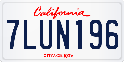 CA license plate 7LUN196