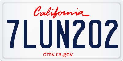CA license plate 7LUN202