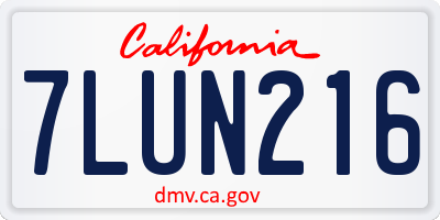 CA license plate 7LUN216
