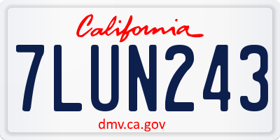 CA license plate 7LUN243