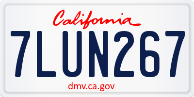 CA license plate 7LUN267