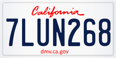 CA license plate 7LUN268