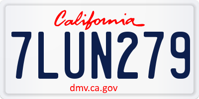 CA license plate 7LUN279