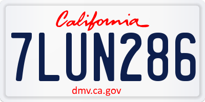 CA license plate 7LUN286