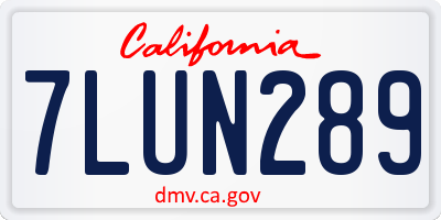 CA license plate 7LUN289
