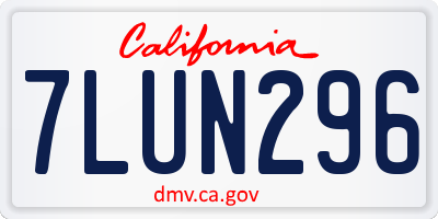 CA license plate 7LUN296