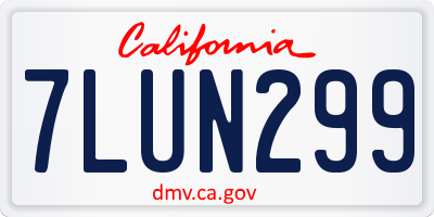 CA license plate 7LUN299