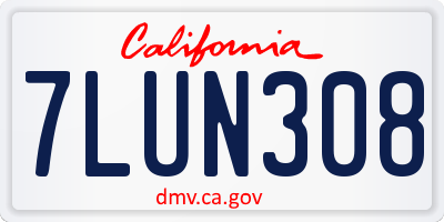 CA license plate 7LUN308