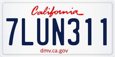CA license plate 7LUN311