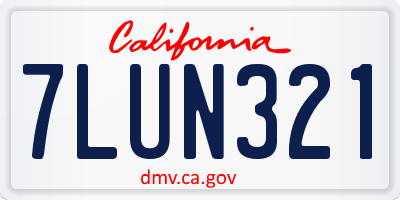 CA license plate 7LUN321