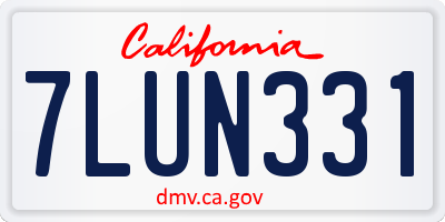 CA license plate 7LUN331