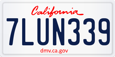 CA license plate 7LUN339