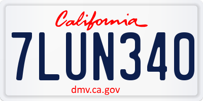 CA license plate 7LUN340