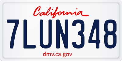 CA license plate 7LUN348