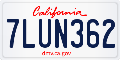 CA license plate 7LUN362