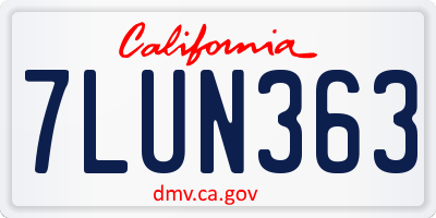 CA license plate 7LUN363