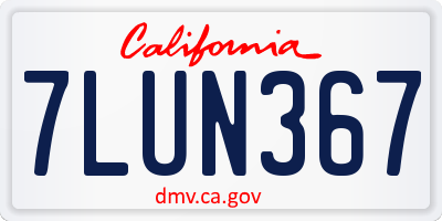 CA license plate 7LUN367