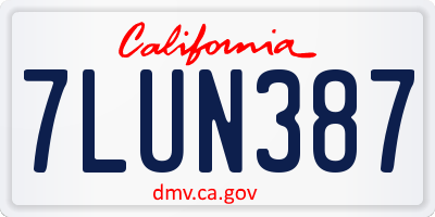 CA license plate 7LUN387