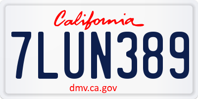 CA license plate 7LUN389