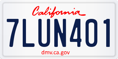 CA license plate 7LUN401