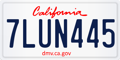 CA license plate 7LUN445