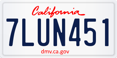 CA license plate 7LUN451
