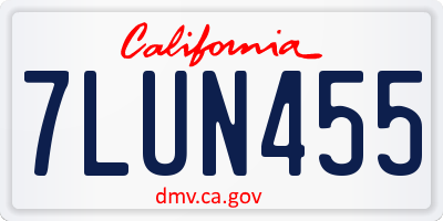 CA license plate 7LUN455
