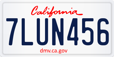 CA license plate 7LUN456
