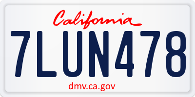 CA license plate 7LUN478