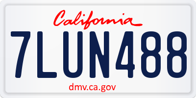 CA license plate 7LUN488