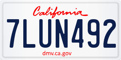 CA license plate 7LUN492