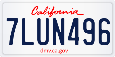CA license plate 7LUN496