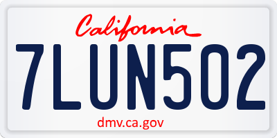 CA license plate 7LUN502