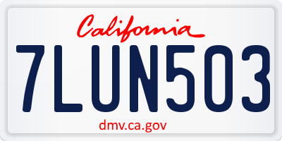 CA license plate 7LUN503