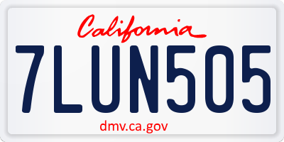 CA license plate 7LUN505