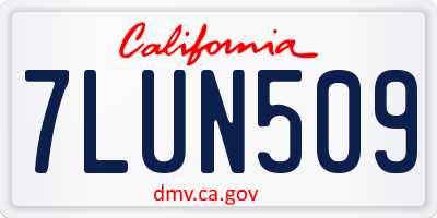 CA license plate 7LUN509