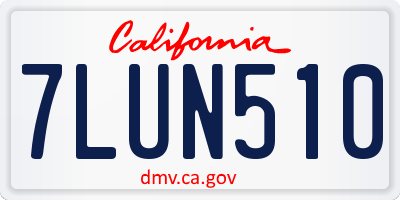 CA license plate 7LUN510