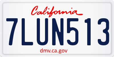 CA license plate 7LUN513