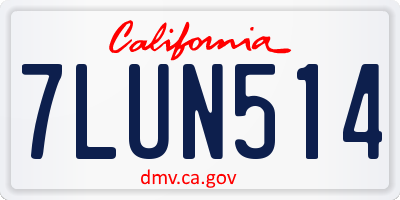 CA license plate 7LUN514