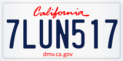 CA license plate 7LUN517