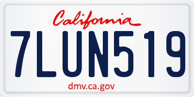CA license plate 7LUN519