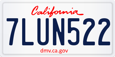 CA license plate 7LUN522