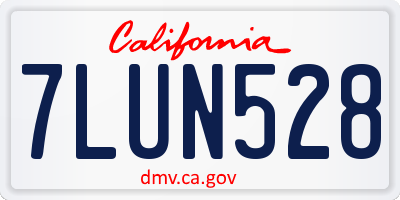 CA license plate 7LUN528