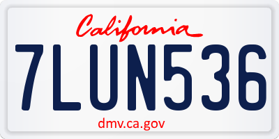 CA license plate 7LUN536