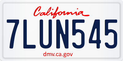 CA license plate 7LUN545