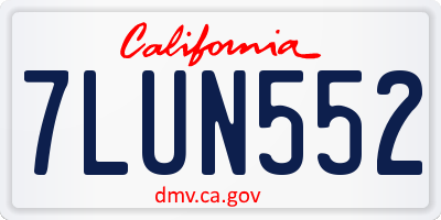CA license plate 7LUN552