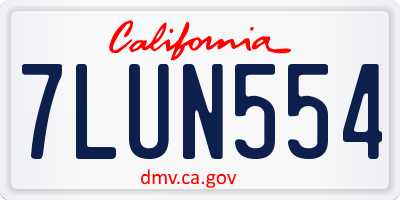 CA license plate 7LUN554