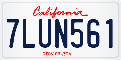 CA license plate 7LUN561